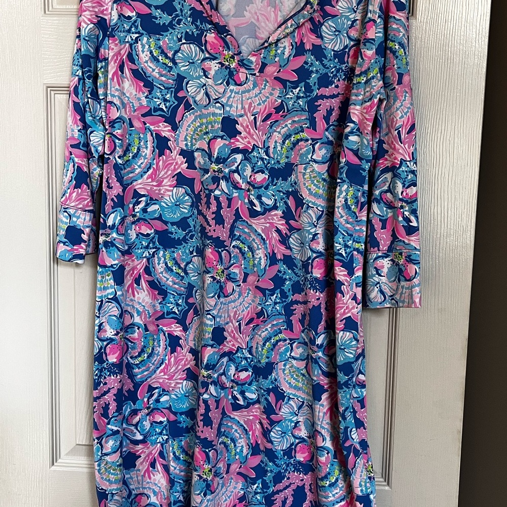 Lilly Pulitzer Floral Blue and Pink Women's Dress